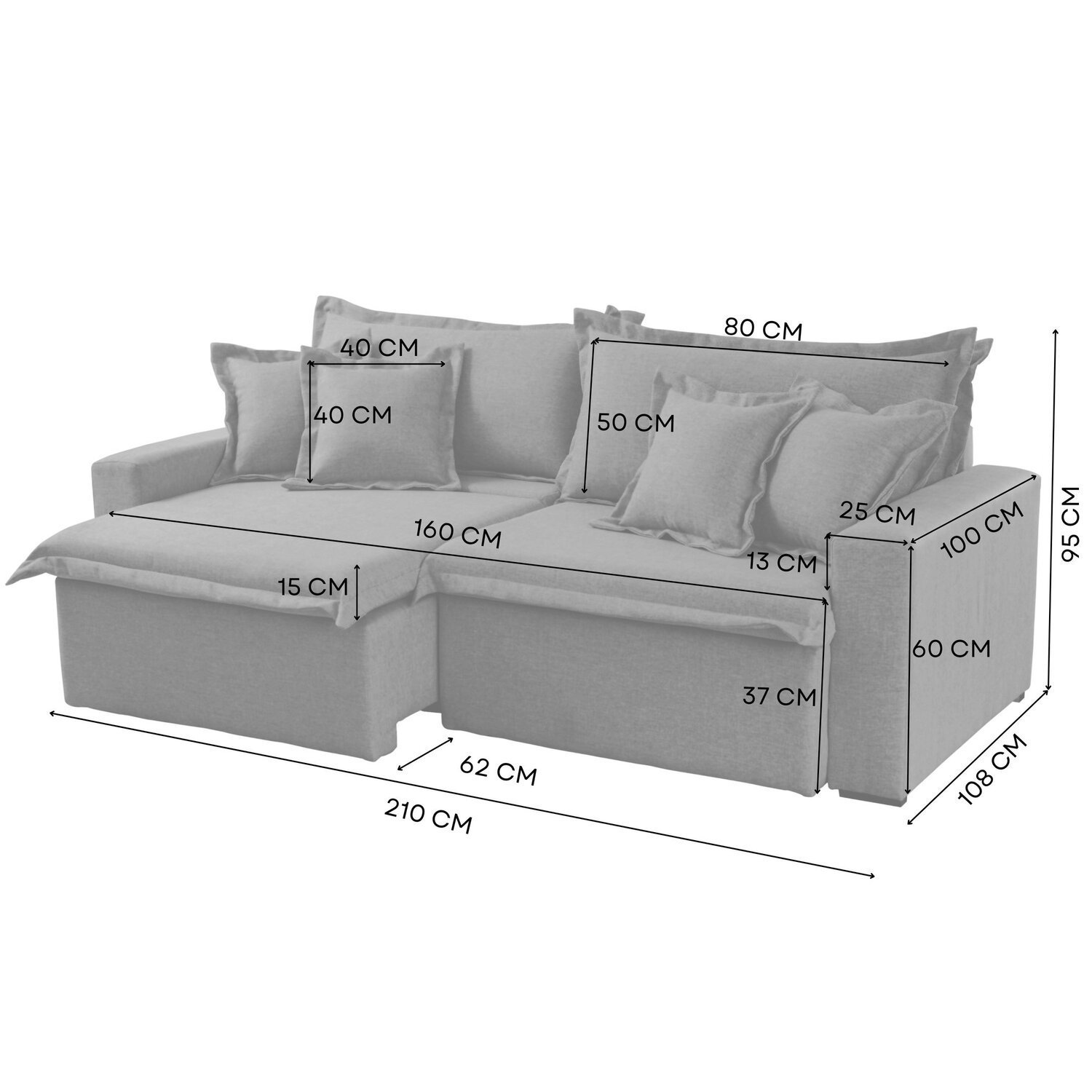 Sofá Cama Áustria 3 Lugares Retrátil Reclinável 210cm Veludo - 4