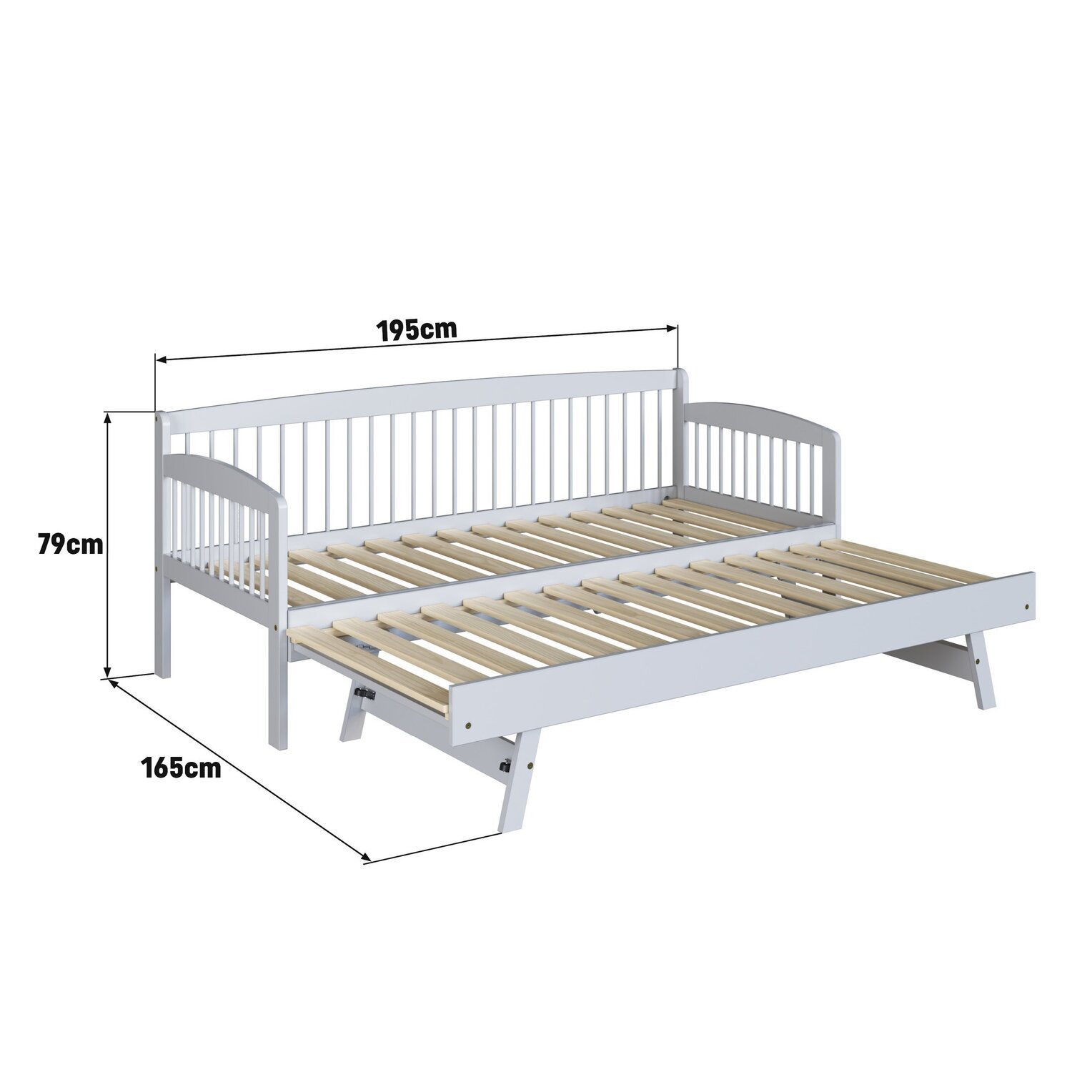 Sofá Cama e Cama Auxiliar Andover de Madeira Maciça com Lastro - 4