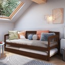 Ver imagem 1 de Sofá e Cama Auxiliar Andover de Madeira Maciça com Lastro Marrom Walnut