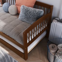 Sofá Cama e Cama Auxiliar Andover de Madeira Maciça com Lastro - 7