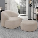 Ver imagem 2 de Poltrona Decorativa Fixa Orgânica para Sala Living Barolo L06 Bouclê Bege - Lyam Decor