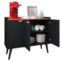 Ver imagem 2 de Aparador Buffet Café Cozinha Sala 3 Portas Prateleira Organizadora Puxador Concha Retrô Truzzi - Pre