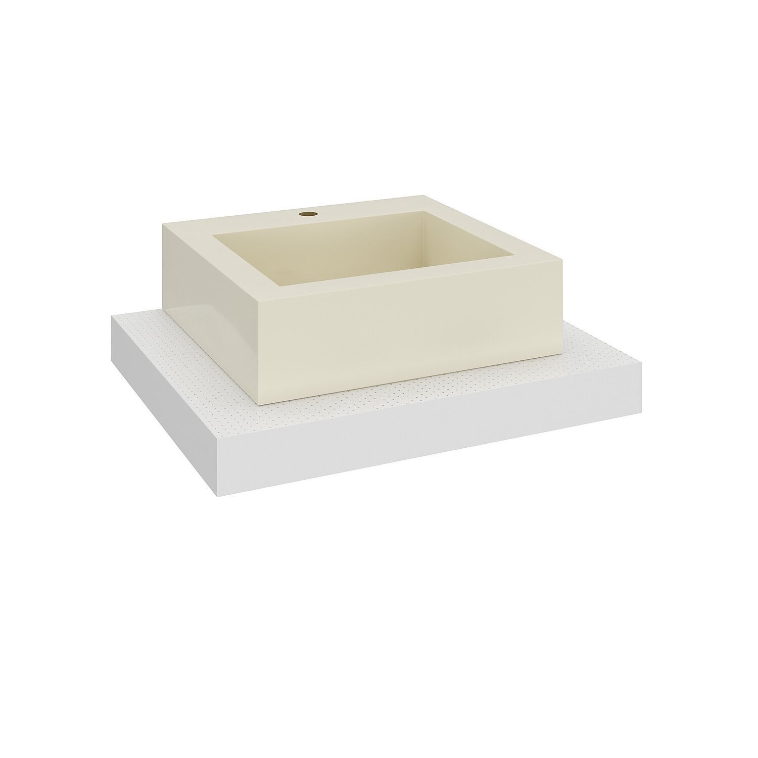 Bancada Yes 60cm com Vidro com Rasgo e Cuba Quadrado Biscuit - 2