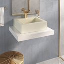 Ver imagem 1 de Bancada Yes 60cm com Vidro com Rasgo e Cuba Quadrado Biscuit