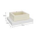 Ver imagem 3 de Bancada Yes 60cm com Vidro com Rasgo e Cuba Quadrado Biscuit Branco Bumi