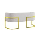 Ver imagem 5 de Kit 2 Poltronas + Sofá 2 Lugares Base de Metal Gold Balaqui Bege