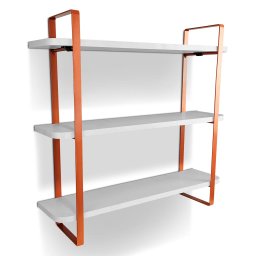 Prateleira Tripla Nicho Hone Modelo Industrial Decoração Casa 60x15 Cobre/Branca - 1