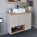 Ver imagem 5 de Conjunto para Gabinete Suspenso 80cm com Cuba e Espelheira 3 Portas com Toalheiro Olívia