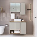 Ver imagem 1 de Conjunto para Gabinete Suspenso 80cm com Cuba e Espelheira 3 Portas com Toalheiro Olívia