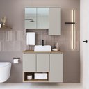 Ver imagem 1 de Conjunto para Gabinete Suspenso 80cm com Cuba e Espelheira 3 Portas com Toalheiro Olívia