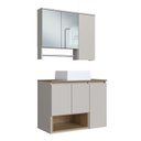 Ver imagem 2 de Conjunto para Gabinete Suspenso 80cm com Cuba e Espelheira 3 Portas com Toalheiro Olívia