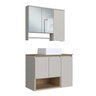 Conjunto para Gabinete Suspenso 80cm com Cuba e Espelheira 3 Portas com Toalheiro Olívia - 2