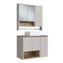 Ver imagem 2 de Conjunto para Gabinete Suspenso 80cm com Cuba e Espelheira 3 Portas com Toalheiro e Nicho Olívia Bege/Mel/Arenas