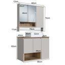 Ver imagem 3 de Conjunto para Gabinete Suspenso 80cm com Cuba e Espelheira 3 Portas com Toalheiro e Nicho Olívia Bege/Mel/Arenas