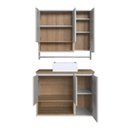 Ver imagem 3 de Conjunto para Gabinete Suspenso 80cm com Cuba e Espelheira 3 Portas com Toalheiro e Nicho Olívia