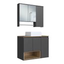 Ver imagem 2 de Conjunto para Gabinete Suspenso 80cm com Cuba e Espelheira 3 Portas com Toalheiro Olívia