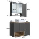 Ver imagem 4 de Conjunto para Gabinete Suspenso 80cm com Cuba e Espelheira 3 Portas com Toalheiro Olívia Preto/Mel/Grafite