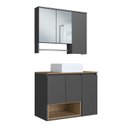 Ver imagem 2 de Conjunto para Gabinete Suspenso 80cm com Cuba e Espelheira 3 Portas com Toalheiro Olívia