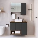 Ver imagem 1 de Conjunto para Gabinete Suspenso 80cm com Cuba e Espelheira 3 Portas com Toalheiro Olívia
