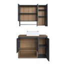 Ver imagem 3 de Conjunto para Gabinete Suspenso 80cm com Cuba e Espelheira 3 Portas com Toalheiro Olívia Preto/Mel/Grafite