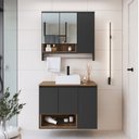 Ver imagem 1 de Conjunto para Gabinete Suspenso 80cm com Cuba e Espelheira 3 Portas com Toalheiro e Nicho Olívia