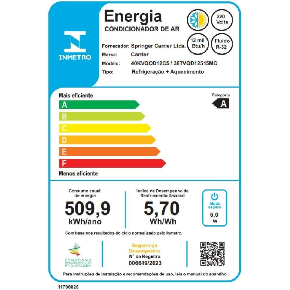 Ar Condicionado Split Cassete Carrier 1 Via 12000 Btus Quente e Frio Inverter 220v monofásico 38tvqd - 6