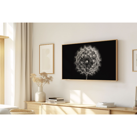 Quadro Decorativo N°155 115x70cm - Panorâmico Botânico - Dente de Leão Preto e Branco - Rollflex