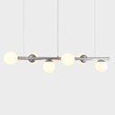 Ver imagem 3 de Lustre Pendente Figo Prata - 6 Globos Esfera de Vidro Branco
