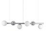 Lustre Pendente Figo Prata - 6 Globos Esfera de Vidro Branco - 1