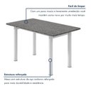 Ver mais imagens de Mesa de Jantar Retangular 6 Lugares Tampo de Granito e Aço 140x75cm Branco Ocre/Branco