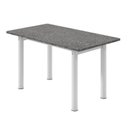 Ver imagem 2 de Mesa de Jantar Retangular 6 Lugares Tampo de Granito e Aço 140x75cm Branco Ocre/Branco