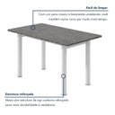 Ver mais imagens de Mesa de Jantar Retangular 6 Lugares Tampo de Granito e Aço 140x75cm Branco Ocre/Branco