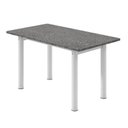 Ver imagem 2 de Mesa de Jantar Retangular 6 Lugares Tampo de Granito e Aço 140x75cm Branco Ocre/Branco