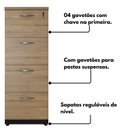 Ver mais imagens de Gaveteiro Arquivo para Pasta 4 Gavetas com Chave Yescasa Marrom/Amadeirado/Preto