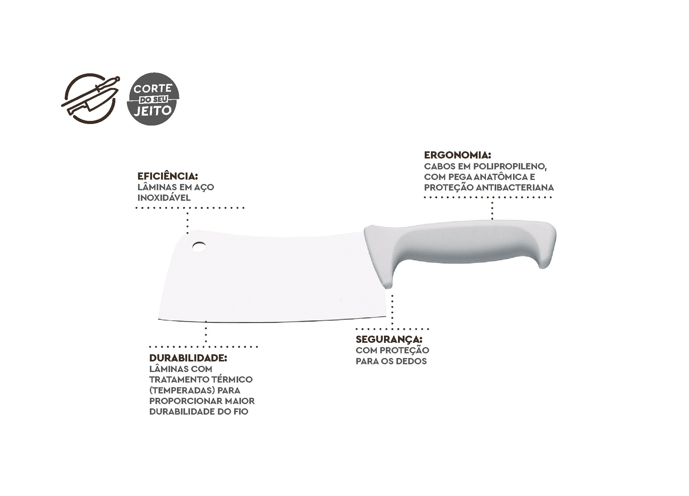 Cutelo Profissional Brinox para Cortar Carne Ossos Tudo 6" - 4