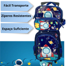 Kit Mochila Escolar Infantil com Rodinhas Foguete Mais Lancheira e Estojo - 3