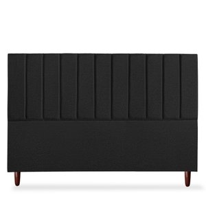 Cabeceira Estofada Cama Box King Carla 195cm Linho:preto