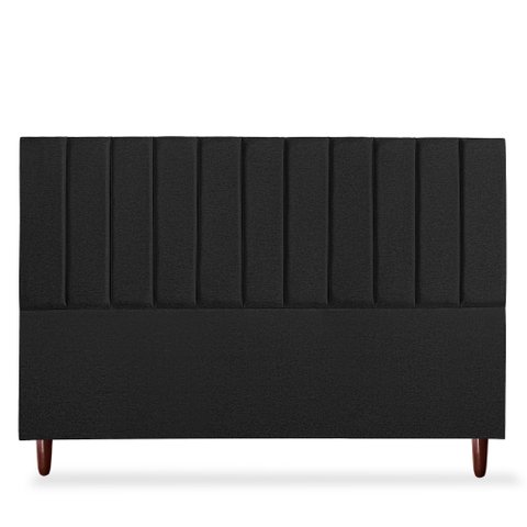 Cabeceira Estofada Cama Box King Carla 195cm Linho:preto