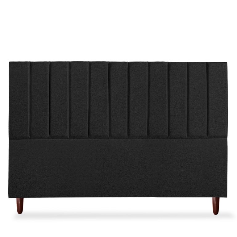 Cabeceira Estofada Cama Box King Carla 195cm Linho:preto Cabeceira Estofada Cama Box King Carla 195cm Linho:preto
