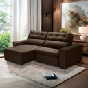 Ver imagem 1 de Sofa Retratil Reclinavel 2 Lugares 2,60 Vitória Veludo Marrom Lansofbr