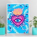 Ver imagem 1 de Quadro Decorativo Coração Mexicano 33x24cm:Madeira preta