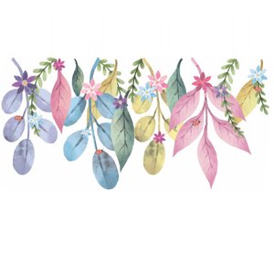 Adesivo de Parede Folhagens Floridas - Candy color - 3 Cartelas - Candy