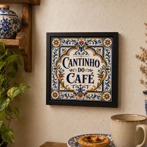 Quadro Decorativo Cantinho do Café 33x33cm Mold Preta