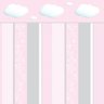 Papel de Meia Parede Quarto Infantil Bebê Rosa Cinza e Branco com Faixa de Nuvem - Ssbb-130 - 1