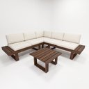 Ver imagem 1 de Conjunto Sofá Modular em Madeira Maciça Nogueira com Mesa de Centro