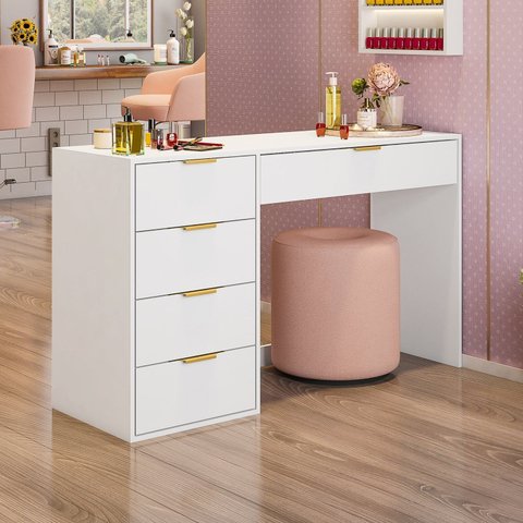 Mesa de Manicure Penteadeira Vita 136CMX46,9cm 5 Gavetas