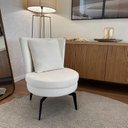 Ver imagem 1 de Poltrona para Sala de Estar Lynn Giratória Boucle . Branco Natural