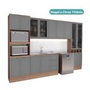Ver mais imagens de Cozinha Completa com Balcão Milla Treviso 15 Portas 3 Gavetas MDF-MDP 340cm Nogal com Cinza Titâ