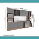 Ver imagem 7 de Cozinha Completa com Balcão Milla Treviso 15 Portas 3 Gavetas MDF-MDP 340cm Nogal com Cinza Titâ