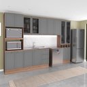 Ver imagem 1 de Cozinha Completa com Balcão Milla Treviso 15 Portas 3 Gavetas MDF-MDP 340cm Nogal com Cinza Titâ